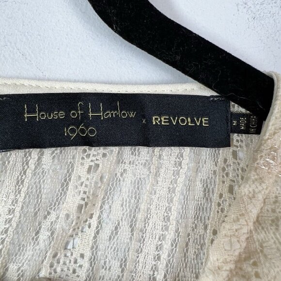 House of Harlow 1960 x Revolve Henrik Ivory Lace Puff Sleeve Mini Dress M NWT - Picture 8 of 14